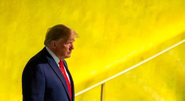 U.S. President Donald Trump arrives to address the 74th session of the United Nations General Assembly at U.N. headquarters Tuesday, Sept. 24, 2019. (AP Photo/Mary Altaffer)