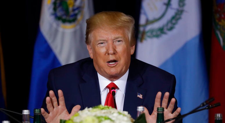 President Donald Trump speaks at a multilateral meeting on Venezuela at the InterContinental New York Barclay hotel during the United Nations General Assembly, Wednesday, Sept. 25, 2019, in New York. (AP Photo/Evan Vucci)