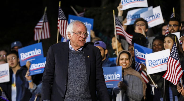 Democratic presidential candidate Sen. Bernie Sanders, I-Vt., leaves after speaking at a campaign event, Sunday, Sept. 29, 2019, at Dartmouth College in Hanover, N.H. (AP Photo/ Cheryl Senter)