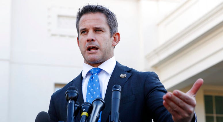 In this March 6, 2019 file photo, Rep. Adam Kinzinger, R-Ill., speaks to the media at the White House in Washington. (AP Photo/Jacquelyn Martin)