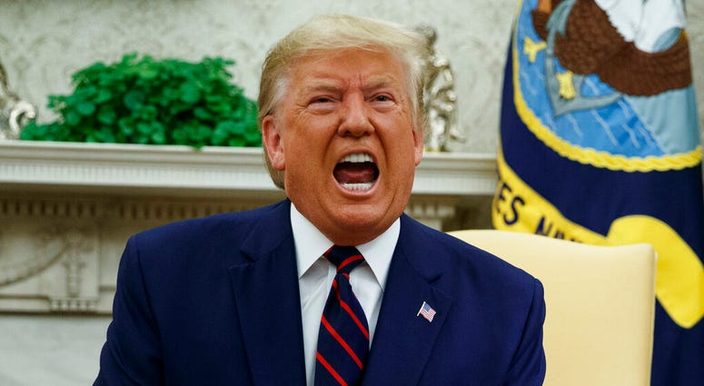 President Donald Trump speaks during a meeting with Finnish President Sauli Niinisto in the Oval Office of the White House, Wednesday, Oct. 2, 2019, in Washington.
