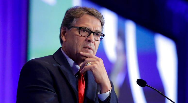 FILE - In this Sept. 6, 2019, file photo, Energy Secretary Rick Perry speaks at the California GOP fall convention in Indian Wells, Calif.
