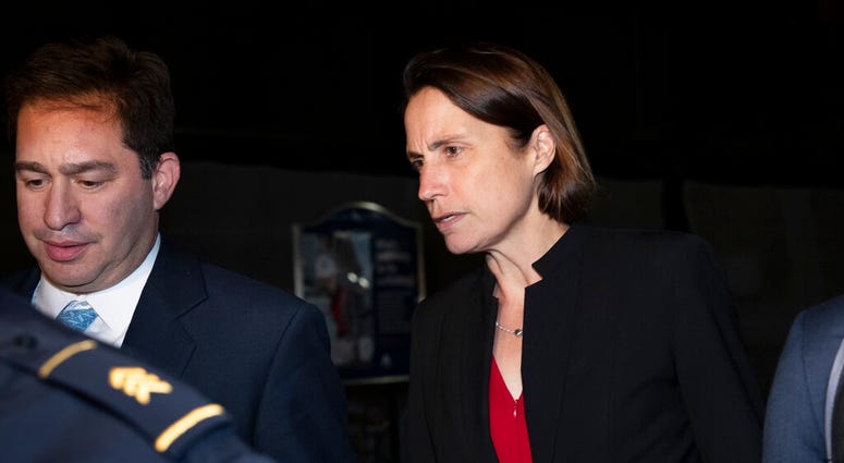 Former White House advisor on Russia, Fiona Hill, leaves Capitol Hill in Washington, Monday, Oct. 14, 2019, after testifying before congressional lawmakers as part of the House impeachment inquiry into President Donald Trump.