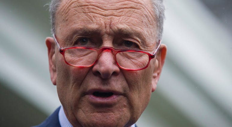 Senate Minority Leader Chuck Schumer of N.Y., speaks with reporters after a meeting with President Donald Trump at the White House, Wednesday, Oct. 16, 2019, in Washington. (AP Photo/Alex Brandon) Senate Minority Leader Chuck Schumer of N.Y., speaks with reporters after a meeting with President Donald Trump at the White House, Wednesday, Oct. 16, 2019, in Washington. (AP Photo/Alex Brandon)