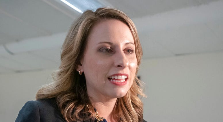 FILE - In this April 3, 2019, file photo, Rep. Katie Hill, D-Calif., talks on Capitol Hill in Washington. Hill says she’s asked for an investigation into intimate photos she says were posted online without her consent. (AP Photo/J. Scott Applewhite, File) FILE - In this April 3, 2019, file photo, Rep. Katie Hill, D-Calif., talks on Capitol Hill in Washington. Hill says she’s asked for an investigation into intimate photos she says were posted online without her consent. (AP Photo/J. Scott Applewhite, File)