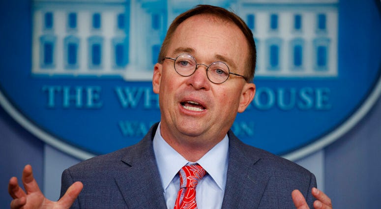 In this Oct. 17, 2019 file photo, acting White House chief of staff Mick Mulvaney speaks in the White House briefing room in Washington. (AP Photo/Evan Vucci, File)