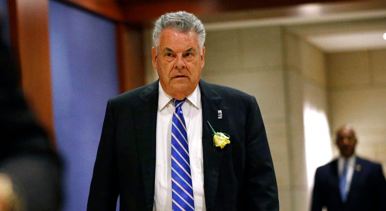 In this May 21, 2019, file photo, Rep. Peter King, R-N.Y., arrives for a classified members-only briefing on Iran on Capitol Hill in Washington. (AP Photo/Patrick Semansky, File)