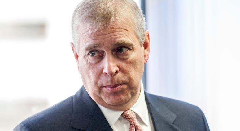 In this Monday, April 13, 2015 file photo, Britain's Prince Andrew visits the AkzoNobel Decorative Paints facility in Slough, England. (David Parker/Pool Photo via AP, File)