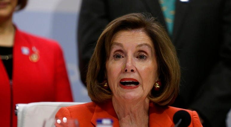 House Speaker Nancy Pelosi of Calif. speaks during a press conference at the COP25 climate talks summit in Madrid, Monday Dec. 2, 2019. (AP Photo/Andrea Comas) House Speaker Nancy Pelosi of Calif. speaks during a press conference at the COP25 climate talks summit in Madrid, Monday Dec. 2, 2019. (AP Photo/Andrea Comas)