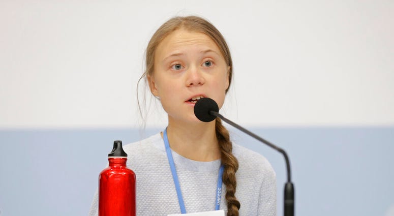 Climate activist Greta Thunberg speaks during a news conference at the COP25 climate summit in Madrid, Spain, Monday, Dec. 9, 2019. Thunberg is in Madrid where a global U.N.-sponsored climate change conference is taking place. (AP Photo/Andrea Comas) Climate activist Greta Thunberg speaks during a news conference at the COP25 climate summit in Madrid, Spain, Monday, Dec. 9, 2019. Thunberg is in Madrid where a global U.N.-sponsored climate change conference is taking place. (AP Photo/Andrea Comas)