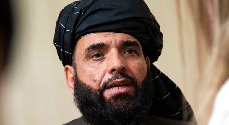 In this May 28, 2019 file photo, Suhail Shaheen, spokesman for the Taliban's political office in Doha, speaks to the media in Moscow, Russia. (AP Photo/Alexander Zemlianichenko, File) In this May 28, 2019 file photo, Suhail Shaheen, spokesman for the Taliban's political office in Doha, speaks to the media in Moscow, Russia. (AP Photo/Alexander Zemlianichenko, File)