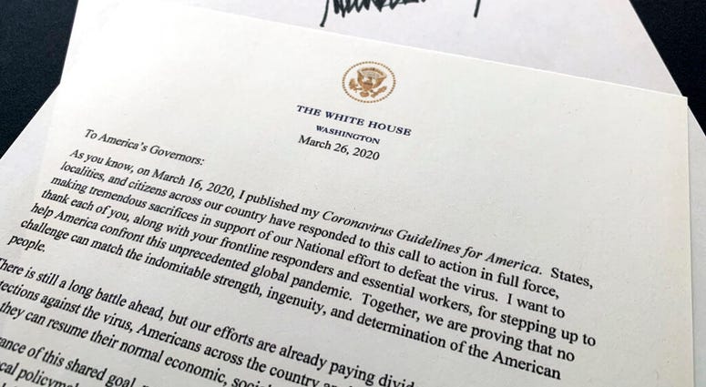 A letter from President Donald Trump to the nation's governors is photographed Thursday, March 26, 2020.
