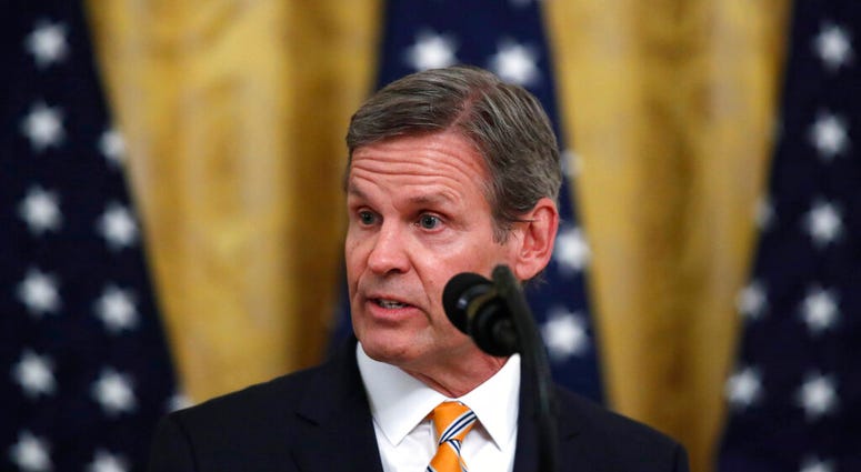 Tennessee Gov. Bill Lee speaks about protecting seniors, in the East Room of the White House, Thursday, April 30, 2020, in Washington.