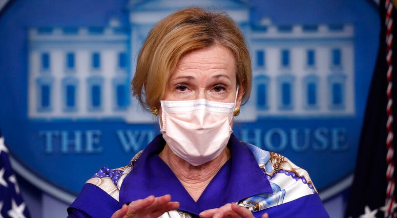 Dr. Deborah Birx, White House coronavirus response coordinator, speaks with reporters about the coronavirus in the James Brady Briefing Room of the White House, Friday, May 22, 2020, in Washington.