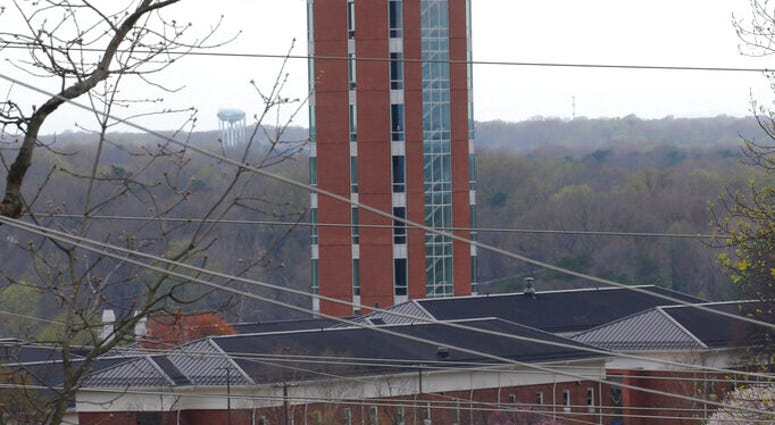 FILE - This is a March 24, 2020, file photo showing Liberty University's Freedom Tower in Lynchburg, Va. (AP Photo/Steve Helber, File) FILE - This is a March 24, 2020, file photo showing Liberty University's Freedom Tower in Lynchburg, Va. (AP Photo/Steve Helber, File)