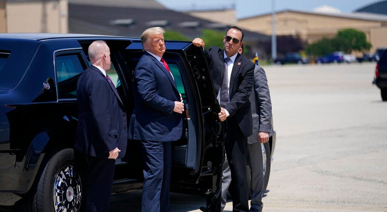 President Donald Trump exits a vehicle before boarding Air Force One for a trip to Wisconsin, Thursday, June 25, 2020, in Andrews Air Force Base, Md.