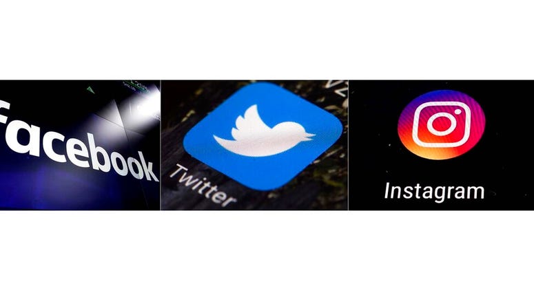 FILE - This combination of photos shows logos for social media platforms, from left, Facebook, Twitter and Instagram.