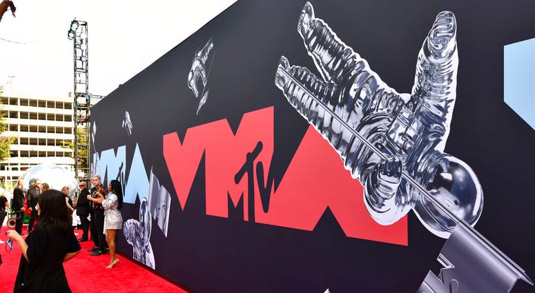 FILE - This Aug. 26, 2019 file photo shows a view of the red carpet at the MTV Video Music Awards in Newark, N.J. An MTV spokesperson said Monday that the show will take place Aug. 30 at the Barclays Center in Brooklyn, New York.