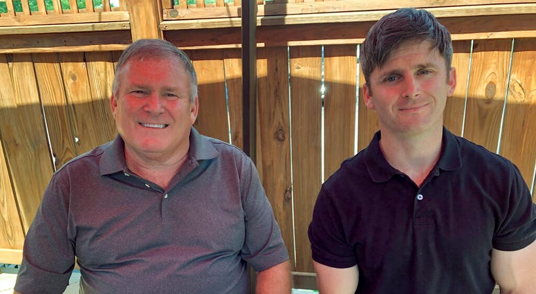 This photo from June 26, 2020 shows Buck Newsome, left, a Baby Boomer, and his son, Chris Newsome, of the Millennial generation, as they pose for a photo while having lunch together in Newtown, Ohio. (AP Photo/Dan Sewell) This photo from June 26, 2020 shows Buck Newsome, left, a Baby Boomer, and his son, Chris Newsome, of the Millennial generation, as they pose for a photo while having lunch together in Newtown, Ohio. (AP Photo/Dan Sewell)