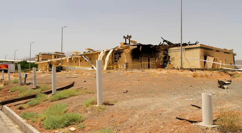 This photo released Thursday, July 2, 2020, by the Atomic Energy Organization of Iran shows a building after it was damaged by a fire at the Natanz uranium enrichment facility, some 200 miles (322 kilometers) south of the capital Tehran, Iran.