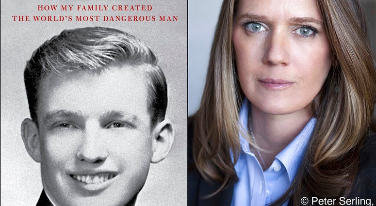 This combination photo shows the cover art for "Too Much and Never Enough: How My Family Created the World’s Most Dangerous Man", left, and a portrait of author Mary L. Trump, Ph.D.