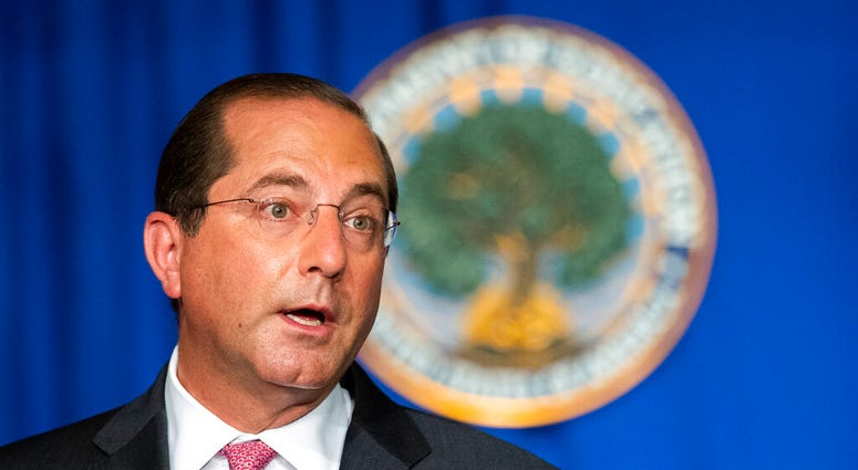 Department of Health and Human Services Secretary Alex Azar speaks during a White House Coronavirus Task Force briefing at the Department of Education building Wednesday, July 8, 2020, in Washington.