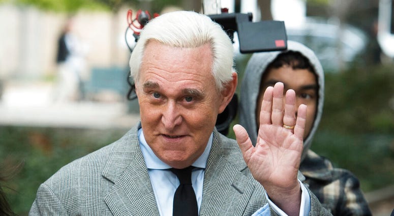 FILE - In this Nov. 7, 2019, file photo, Roger Stone arrives at federal court in Washington.