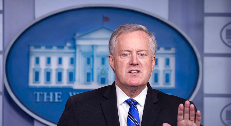 White House Chief of Staff Mark Meadows speaks during a press briefing in the James Brady Press Briefing Room at the White House, Friday, July 31, 2020, in Washington. (AP Photo/Alex Brandon) White House Chief of Staff Mark Meadows speaks during a press briefing in the James Brady Press Briefing Room at the White House, Friday, July 31, 2020, in Washington. (AP Photo/Alex Brandon)