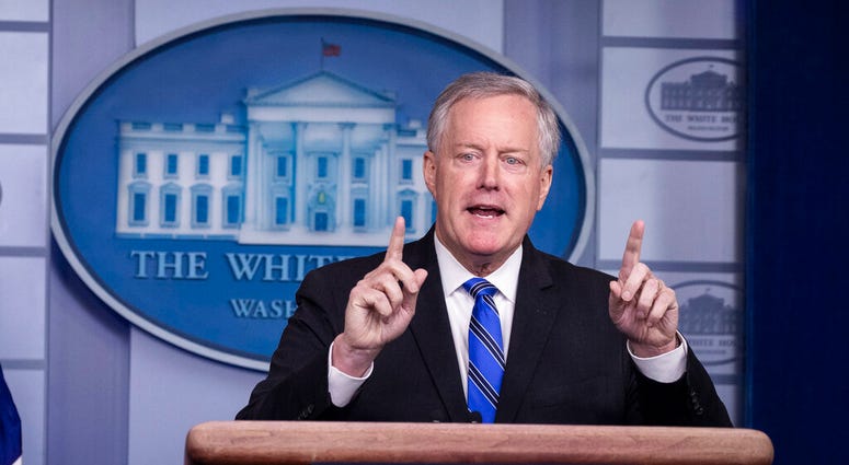White House Chief of Staff Mark Meadows speaks during a press briefing in the James Brady Press Briefing Room at the White House, Friday, July 31, 2020, in Washington.