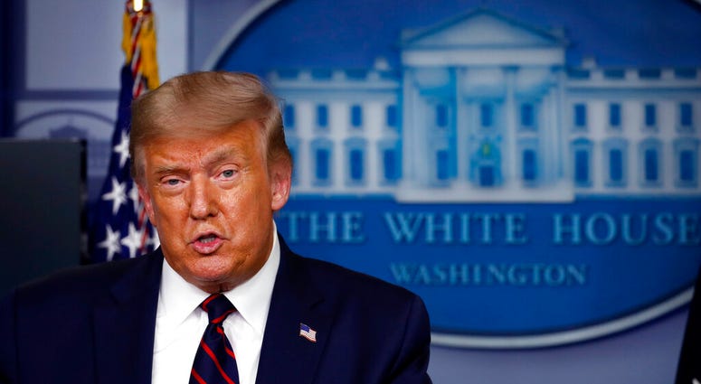 President Donald Trump speaks during a briefing with reporters in the James Brady Press Briefing Room of the White House, Tuesday, Aug. 4, 2020, in Washington.(AP Photo/Alex Brandon) President Donald Trump speaks during a briefing with reporters in the James Brady Press Briefing Room of the White House, Tuesday, Aug. 4, 2020, in Washington.(AP Photo/Alex Brandon)