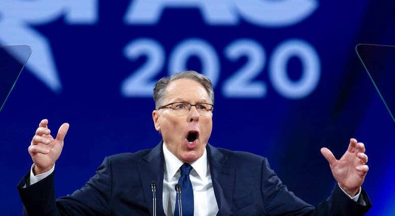 FILE - This Feb. 29, 2020 file photo, National Rifle Association Executive Vice President and CEO Wayne LaPierre speaks at Conservative Political Action Conference, CPAC 2020, at the National Harbor, in Oxon Hill, Md.