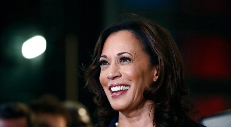 In this June 27, 2019, file photo, then-Democratic presidential candidate Sen. Kamala Harris, D-Calif., listens to questions. (AP Photo/Brynn Anderson, File) In this June 27, 2019, file photo, then-Democratic presidential candidate Sen. Kamala Harris, D-Calif., listens to questions. (AP Photo/Brynn Anderson, File)