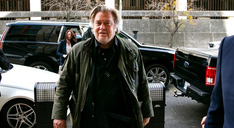 In this Nov. 8, 2019 file photo, former White House strategist Steve Bannon arrives to testify at the trial of Roger Stone, at federal court in Washington. (AP Photo/Al Drago, File) In this Nov. 8, 2019 file photo, former White House strategist Steve Bannon arrives to testify at the trial of Roger Stone, at federal court in Washington. (AP Photo/Al Drago, File)