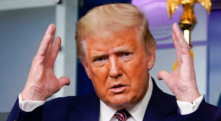 President Donald Trump gestures while speaking during a news conference at the White House, Sunday, Sept. 27, 2020, in Washington. (AP Photo/Carolyn Kaster) President Donald Trump gestures while speaking during a news conference at the White House, Sunday, Sept. 27, 2020, in Washington. (AP Photo/Carolyn Kaster)