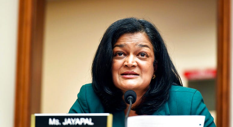 Rep. Pramila Jayapal, D-Wash., speaks during a House Judiciary subcommittee on antitrust on Capitol Hill in a Wednesday, July 29, 2020,file photo, in Washington. (Mandel Ngan/Pool via AP, File) Rep. Pramila Jayapal, D-Wash., speaks during a House Judiciary subcommittee on antitrust on Capitol Hill in a Wednesday, July 29, 2020,file photo, in Washington. (Mandel Ngan/Pool via AP, File)