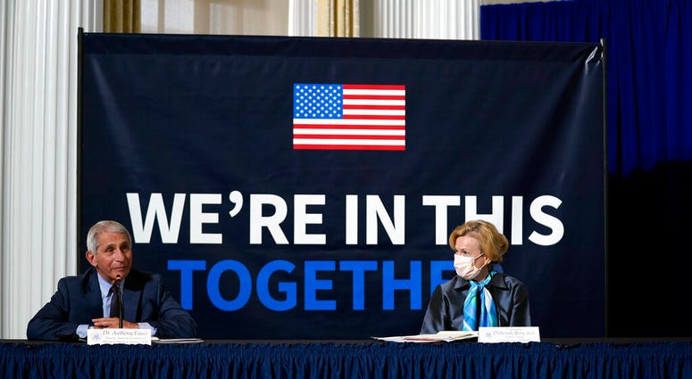 In this July 30, 2020, file photo, White House coronavirus response coordinator Dr. Deborah Birx, right, listens as Dr. Anthony Fauci, director of the National Institute of Allergy and Infectious Diseases, speaks. (AP Photo/Evan Vucci, file) In this July 30, 2020, file photo, White House coronavirus response coordinator Dr. Deborah Birx, right, listens as Dr. Anthony Fauci, director of the National Institute of Allergy and Infectious Diseases, speaks. (AP Photo/Evan Vucci, file)
