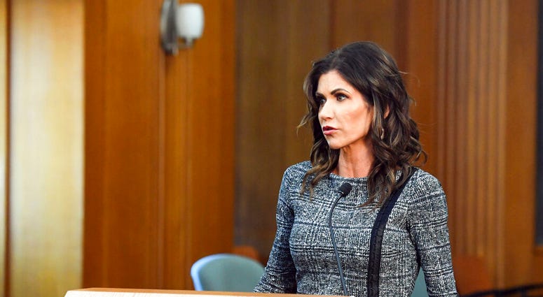 In this file photo from Tuesday, Oct. 13, 2020, South Dakota Governor Kristi Noem speaks in Sioux Falls, SD. (Erin Bormett/The Argus Leader via AP) In this file photo from Tuesday, Oct. 13, 2020, South Dakota Governor Kristi Noem speaks in Sioux Falls, SD. (Erin Bormett/The Argus Leader via AP)