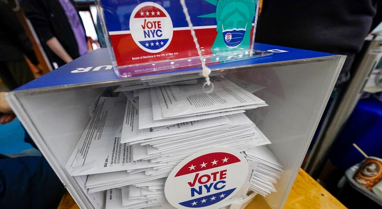 Absentee ballots are seen in a locked ballot box during early voting at the Park Slope Armory YMCA, Tuesday, Oct. 27, 2020, in the Brooklyn borough of New York. (AP Photo/Mary Altaffer) Absentee ballots are seen in a locked ballot box during early voting at the Park Slope Armory YMCA, Tuesday, Oct. 27, 2020, in the Brooklyn borough of New York. (AP Photo/Mary Altaffer)