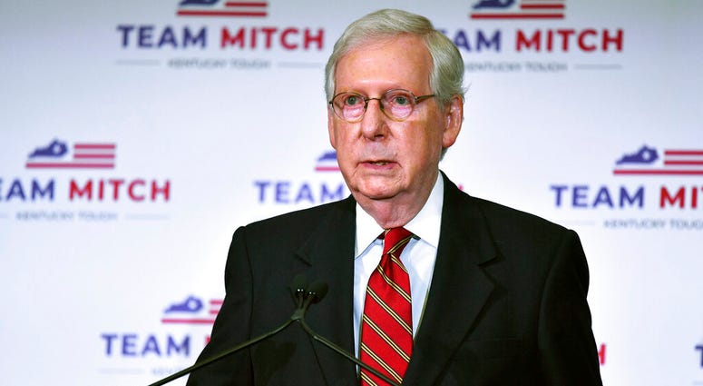Senate Majority Leader Mitch McConnell, R-Ky., speaks to reporters during a press conference in Louisville, Ky., Wednesday, Nov. 4, 2020. (AP Photo/Timothy D. Easley) Senate Majority Leader Mitch McConnell, R-Ky., speaks to reporters during a press conference in Louisville, Ky., Wednesday, Nov. 4, 2020. (AP Photo/Timothy D. Easley)