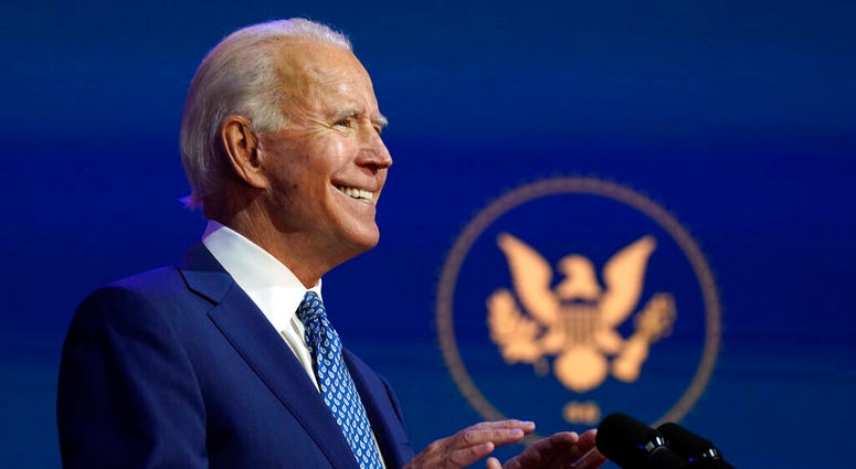 President-elect Joe Biden speaks Monday, Nov. 9, 2020, at The Queen theater in Wilmington, Del. (AP Photo/Carolyn Kaster) President-elect Joe Biden speaks Monday, Nov. 9, 2020, at The Queen theater in Wilmington, Del. (AP Photo/Carolyn Kaster)