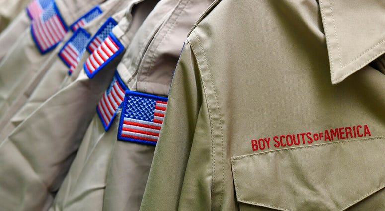 FILE - In this Feb. 18, 2020, file photo, Boy Scouts of America uniforms are displayed in the retail store at the headquarters for the French Creek Council of the Boy Scouts of America in Summit Township, Pa. (Christopher Millette/Erie Times-News via AP, FILE - In this Feb. 18, 2020, file photo, Boy Scouts of America uniforms are displayed in the retail store at the headquarters for the French Creek Council of the Boy Scouts of America in Summit Township, Pa. (Christopher Millette/Erie Times-News via AP,