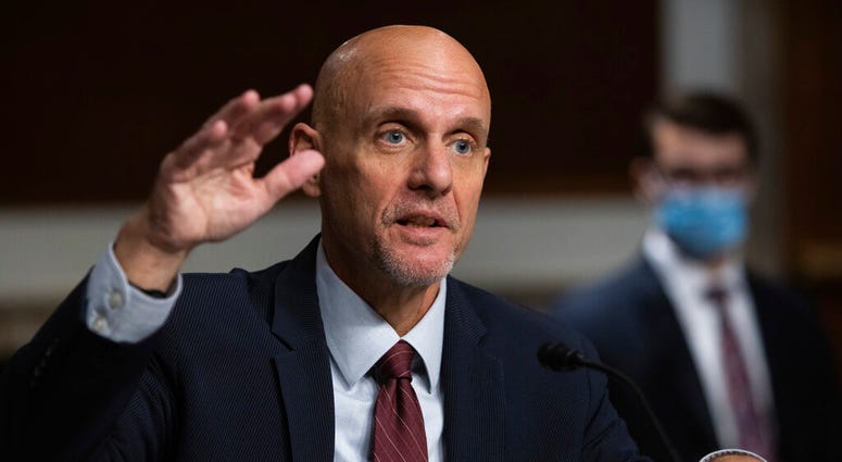 In this Sept. 23, 2020, file photo, Dr. Stephen Hahn, commissioner of the U.S. Food and Drug Administration, testifies. (Graeme Jennings/Pool via AP, File) In this Sept. 23, 2020, file photo, Dr. Stephen Hahn, commissioner of the U.S. Food and Drug Administration, testifies. (Graeme Jennings/Pool via AP, File)