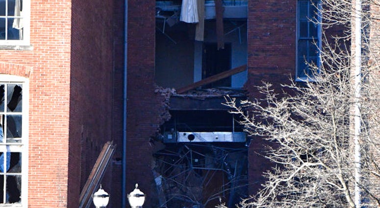 A building is damaged near the area where an explosion was reported on Friday, Dec. 25, 2020 in Nashville, Tenn. Buildings shook in the immediate area and beyond after a loud boom was heard early Christmas morning.
