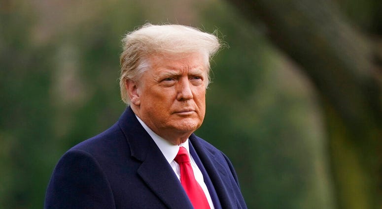 In this Dec. 12, 2020, file photo President Donald Trump walks on the South Lawn of the White House in Washington before boarding Marine One. (AP Photo/Patrick Semansky, File) In this Dec. 12, 2020, file photo President Donald Trump walks on the South Lawn of the White House in Washington before boarding Marine One. (AP Photo/Patrick Semansky, File)
