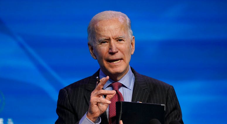 In this Jan. 8, 2021, file photo, President-elect Joe Biden speaks during an event at The Queen theater in Wilmington, Del. (AP Photo/Susan Walsh) In this Jan. 8, 2021, file photo, President-elect Joe Biden speaks during an event at The Queen theater in Wilmington, Del. (AP Photo/Susan Walsh)
