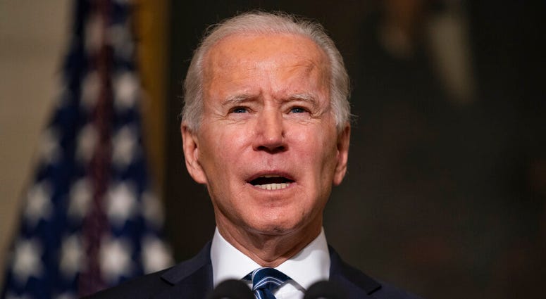 In this Jan. 27, 2021, photo, President Joe Biden speaks in the State Dining Room of the White House in Washington. (AP Photo/Evan Vucci) In this Jan. 27, 2021, photo, President Joe Biden speaks in the State Dining Room of the White House in Washington. (AP Photo/Evan Vucci)