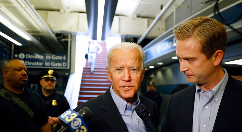 Former Vice President and Democratic presidential candidate Joe Biden arrives at the Wilmington train station Thursday April 25, 2019 in Wilmington, Delaware. Biden announced his candidacy for president via video on Thursday. (AP Photo/Matt Slocum)
