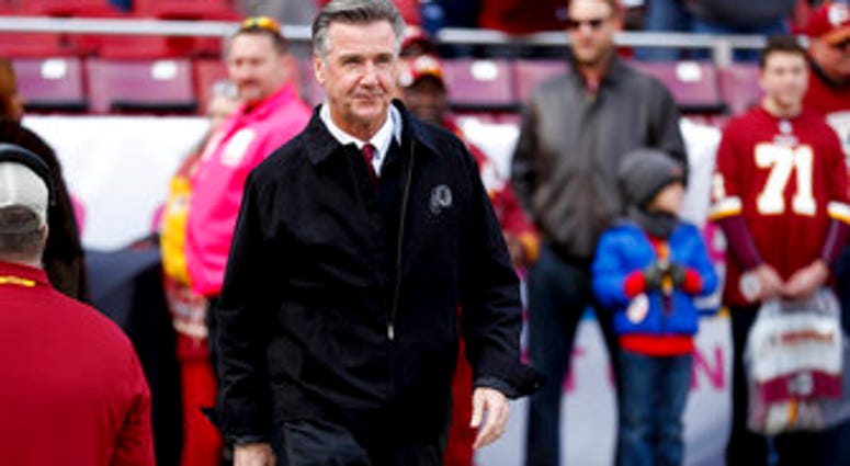 FILE - In this Oct. 21, 2018 file photo, Washington Redskins President Bruce Allen walks across the field before an NFL football game against the Dallas Cowboys in Landover, Md. (AP Photo/Andrew Harnik, File) FILE - In this Oct. 21, 2018 file photo, Washington Redskins President Bruce Allen walks across the field before an NFL football game against the Dallas Cowboys in Landover, Md. (AP Photo/Andrew Harnik, File)