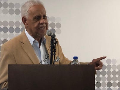 Doug Wilder addresses misconduct allegations at VCU on October 24, 2019. (Matt Demlein, WRVA)