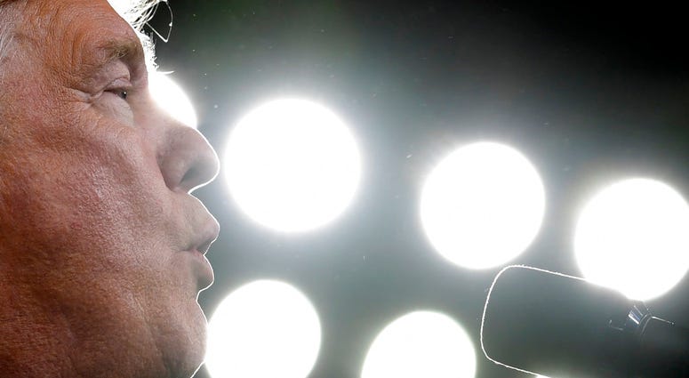 President Donald Trump speaks at a rally at Rimrock Auto Arena in Billings, Mont., Thursday, Sept. 6, 2018. (AP Photo/Susan Walsh)